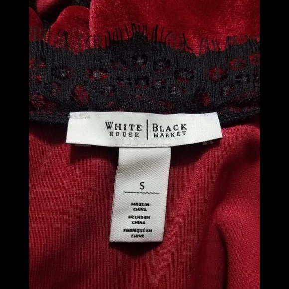 WHBM Red Velvet Black Lace Trim Cami Size Small - Picture 5 of 6